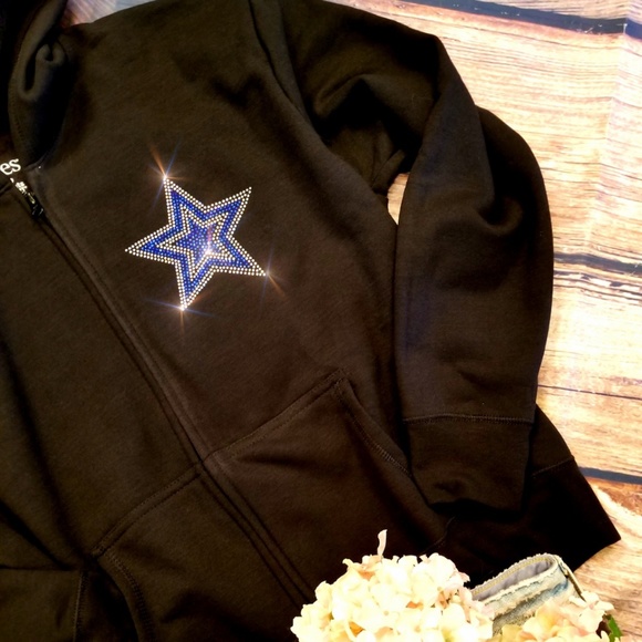 New Dallas Cowboys Rhinestone Zip Up Jacket Hoodie Unisex all sizes - Picture 5 of 6